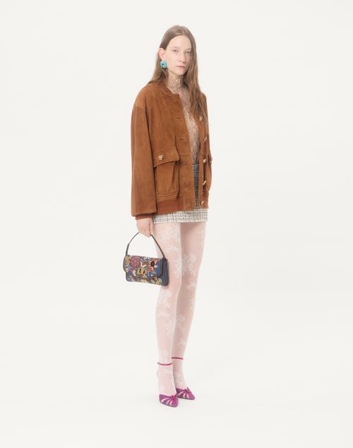 Valentino Garavani - Valentino Garavani Devain Small Shoulder Bag In Embroidered Denim - Denim/multicolour - Woman - Shoulder Bags